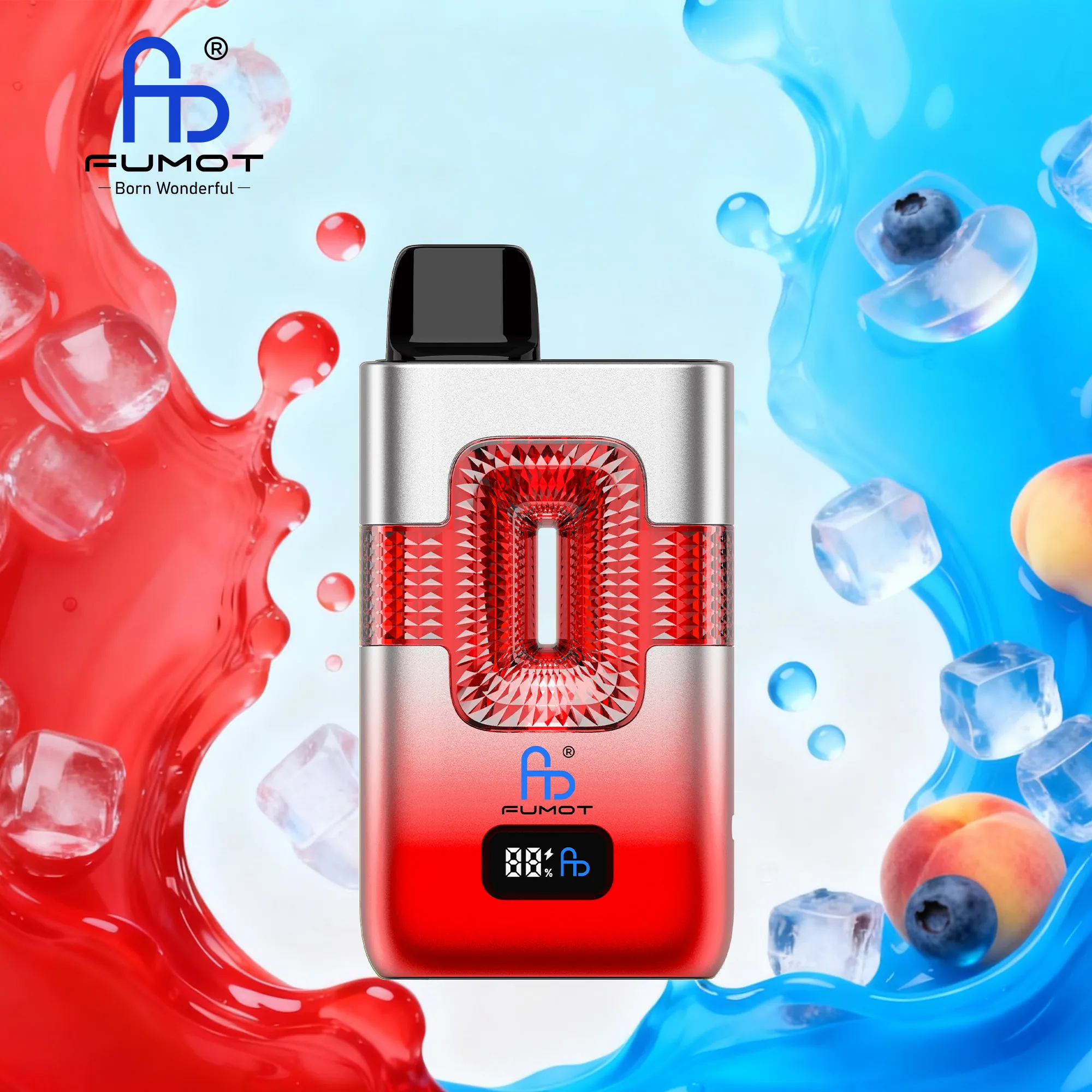 Vaper desechable FUMOT 50000 puffs sabor Redbull Ice y Blueberry Peach Ice