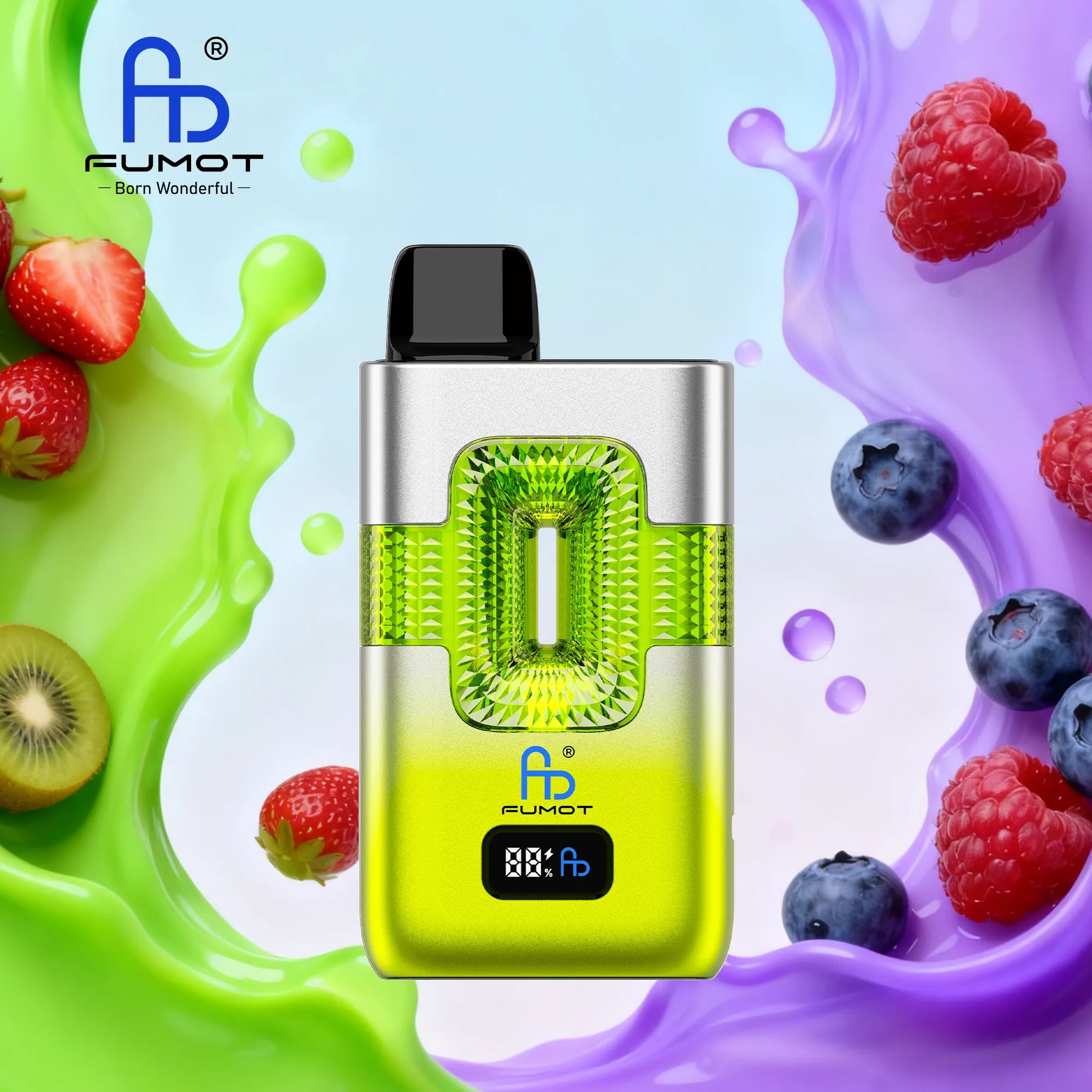 Vaper desechable FUMOT 50000 puffs sabor Strawberry Kiwi y Blueberry Sour Raspberry