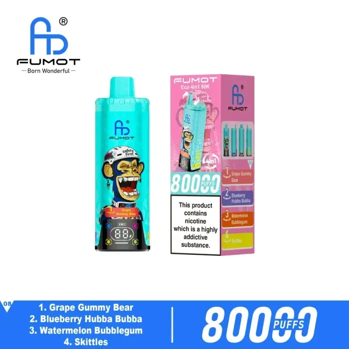 Fumot Eco 4 en 1 80000 - sabores Grape Gummy Bear y Blueberry Hubba Bubba