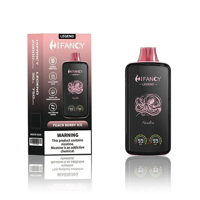 Vaper desechable HIFANCY LEGEND 20000 puffs sabor Peach Berry Ice