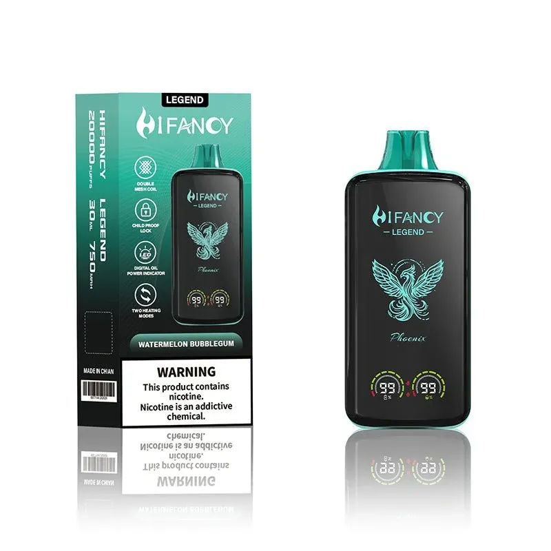 Vaper desechable HIFANCY LEGEND 20000 puffs sabor Watermelon Bubblegum