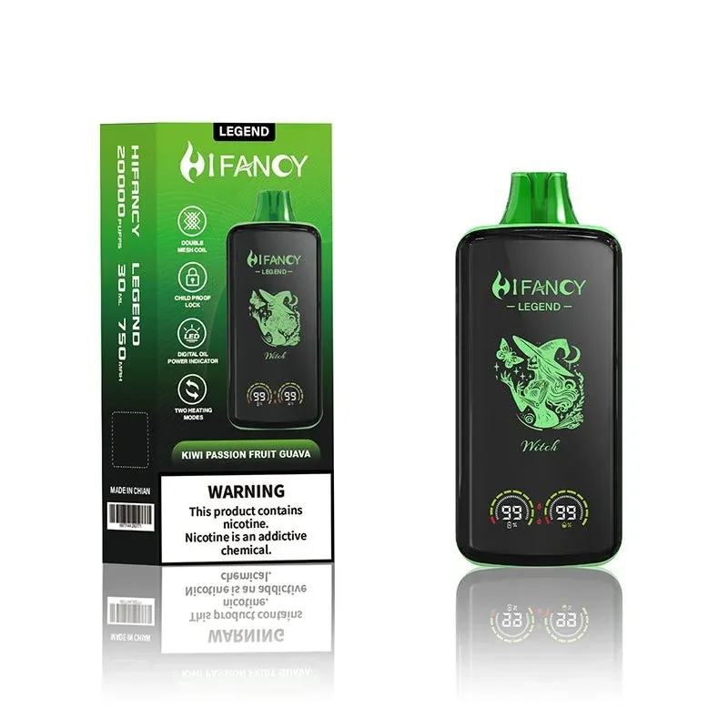 Vaper desechable HIFANCY LEGEND 20000 puffs sabor Kiwi Passion Fruit Guava