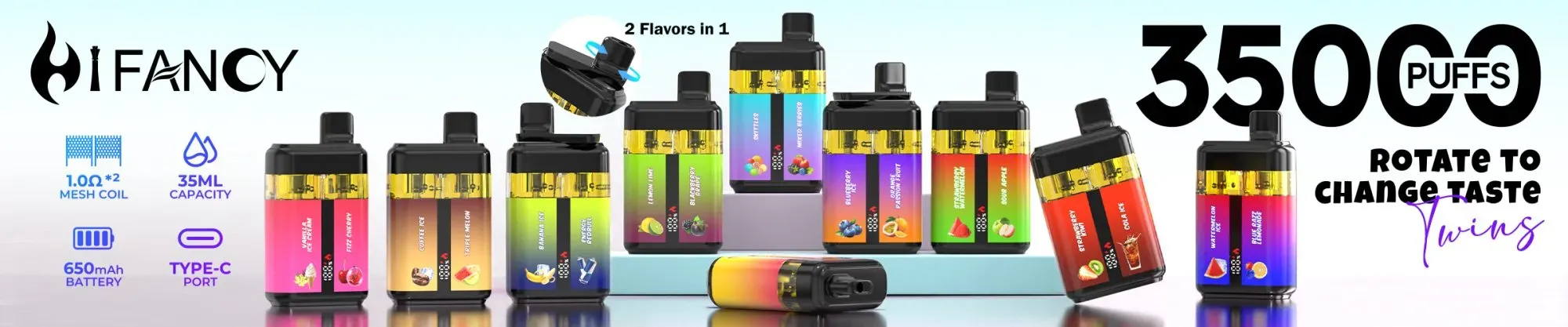 Vaper desechable HIFANCY TWINS 35000 de doble sabor