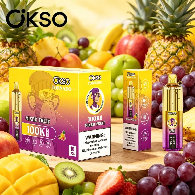 OKSO Tornado 100K 100.000 Caladas – Vaper Desechable Recargable con LED RGB y Tanque Visual