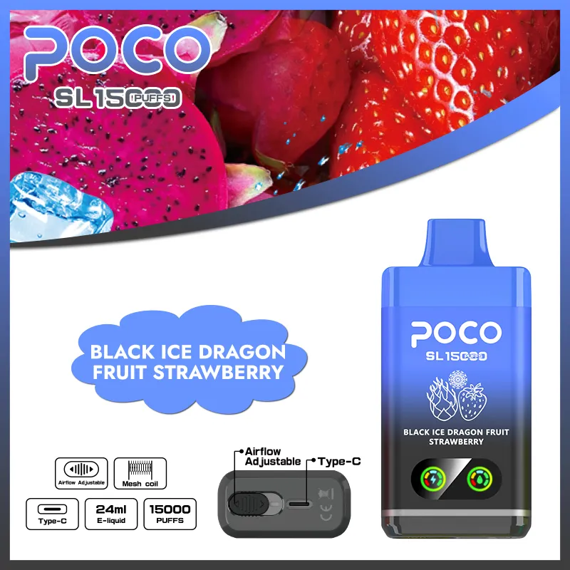 Vaper desechable POCO SL 15000 sabor Black Ice Dragon Fruit Strawberry