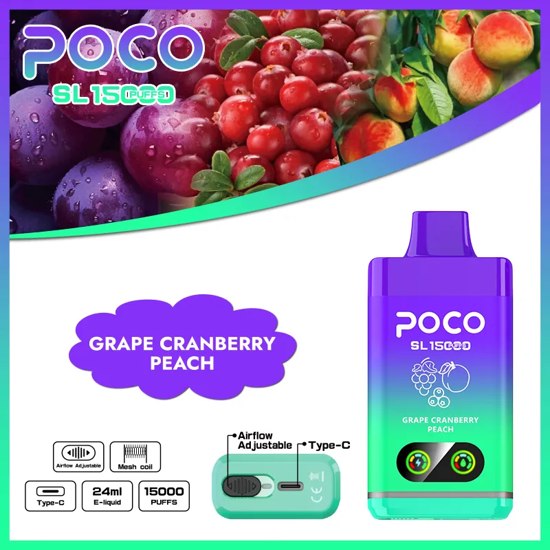 Vaper desechable POCO SL 15000 sabor Grape Cranberry Peach