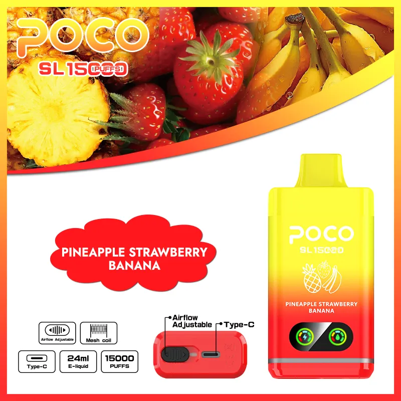 Vaper desechable POCO SL 15000 sabor Pineapple Strawberry Banana