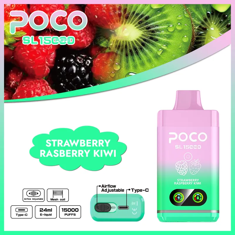 Vaper desechable POCO SL 15000 sabor Strawberry Raspberry Kiwi