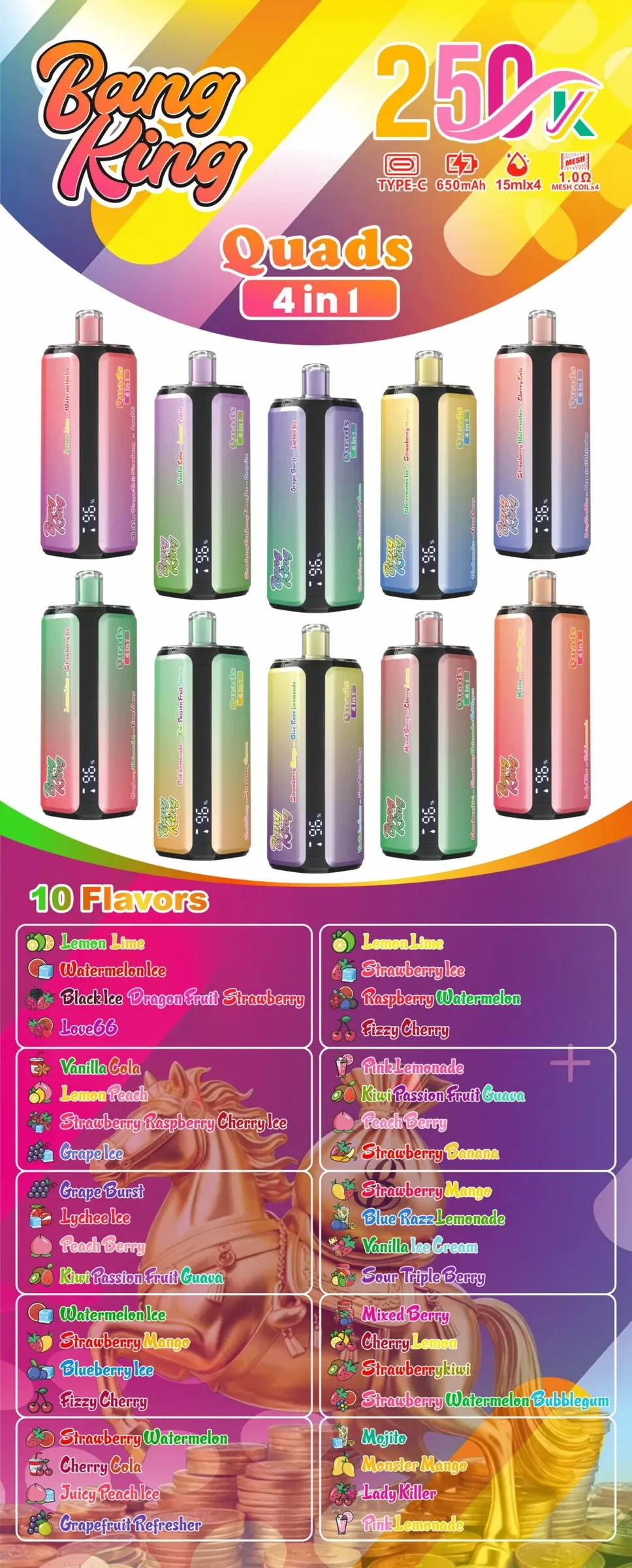 Bang King 250000 Puffs 4 en 1 – Vaper Desechable Recargable de 250.000 Caladas - Imagen 7
