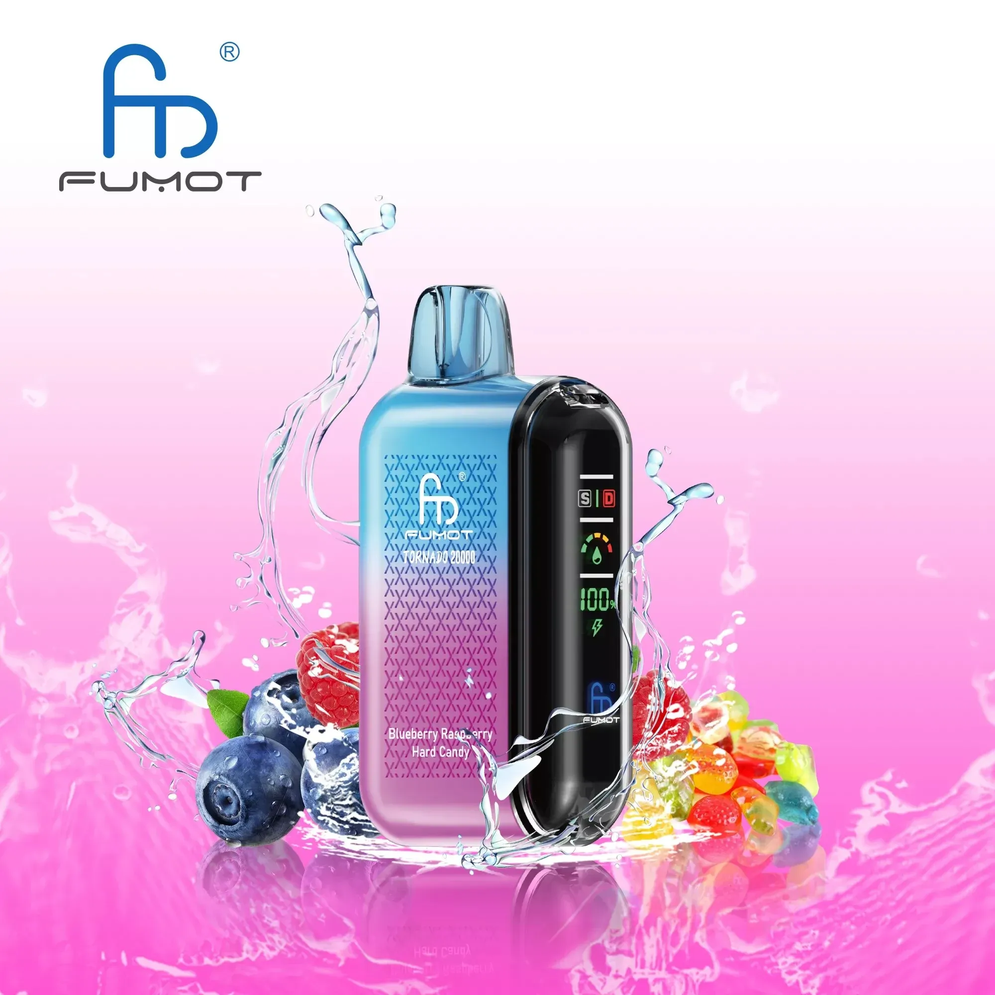Vaper desechable RANDM FUMOT Tornado 20K sabor Blueberry Raspberry Hard Candy
