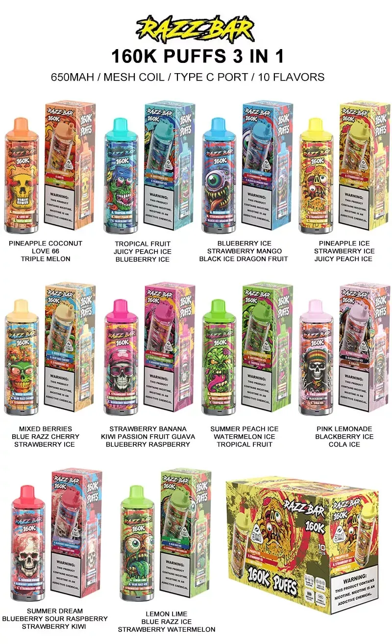 Razz Bar 160K Puffs 3 en 1 | Vaper Desechable Recargable al por Mayor - Imagen 6