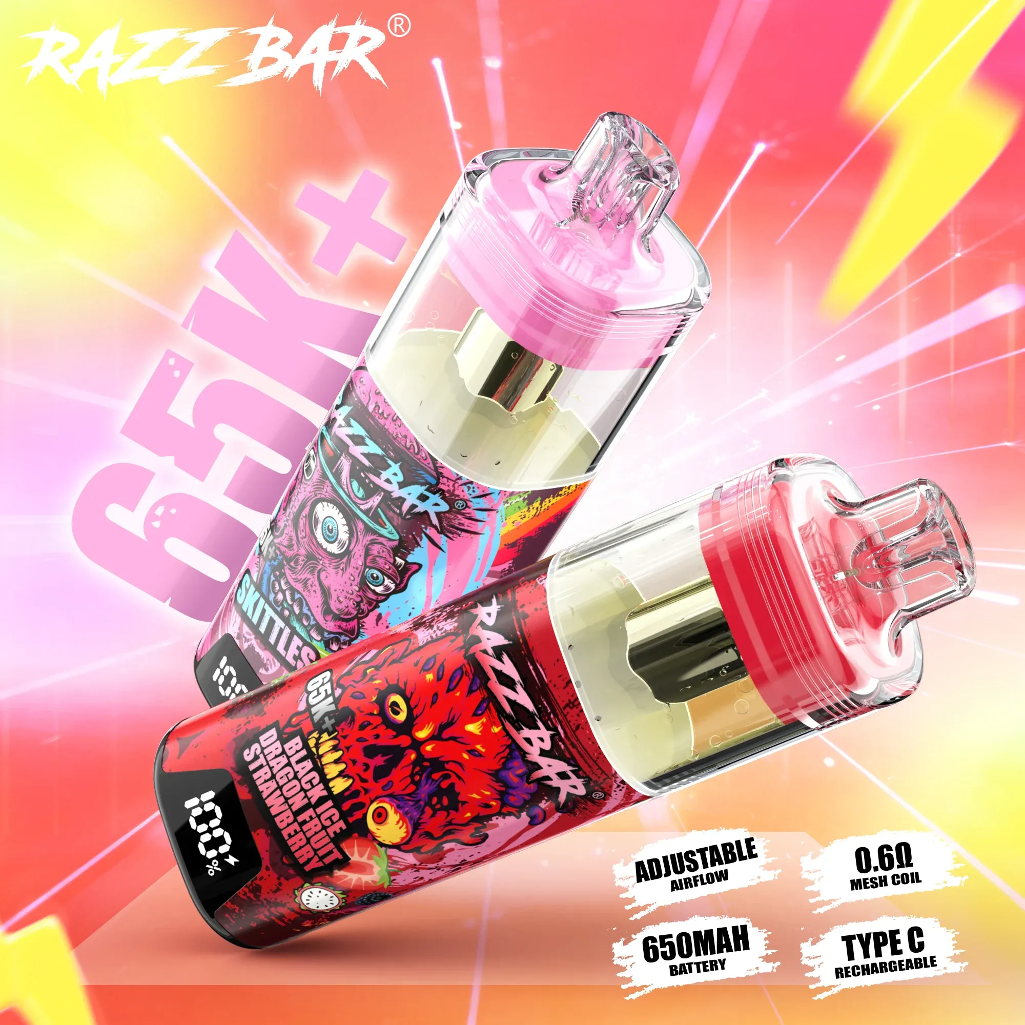 Razz Bar 65K+ Crystal 65.000 Caladas – Vaper Desechable Recargable - Imagen 13