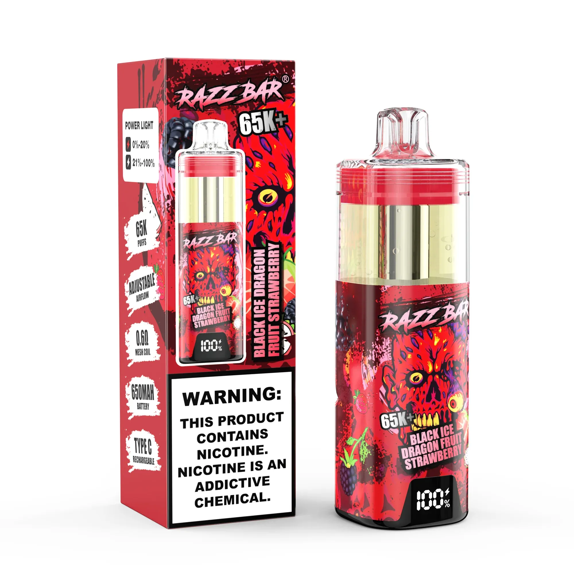 Razz Bar 65K+ Crystal 65.000 Caladas – Vaper Desechable Recargable - Imagen 10