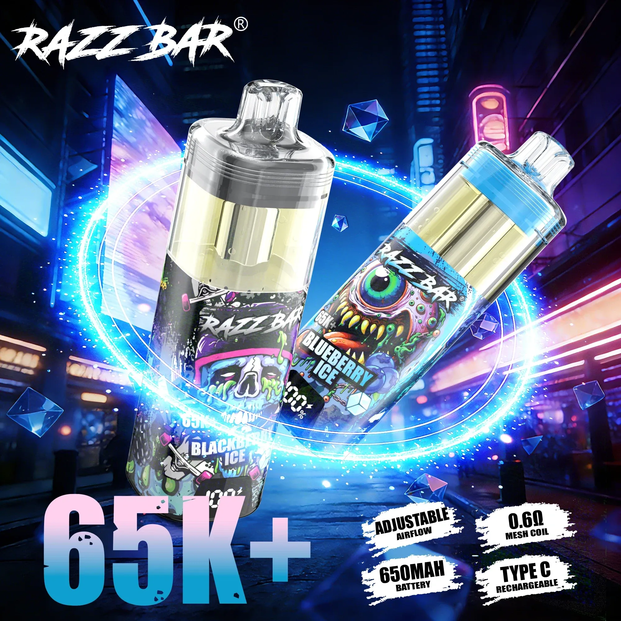 Razz Bar 65K+ Crystal 65.000 Caladas – Vaper Desechable Recargable - Imagen 3