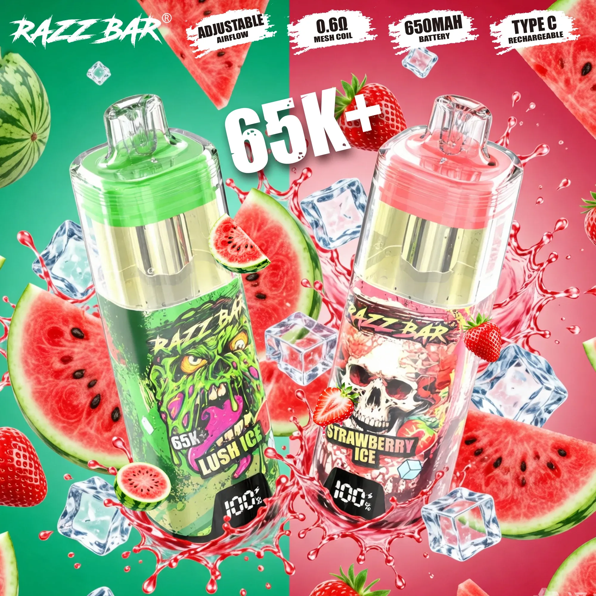 Razz Bar 65K+ Crystal 65.000 Caladas – Vaper Desechable Recargable - Imagen 5