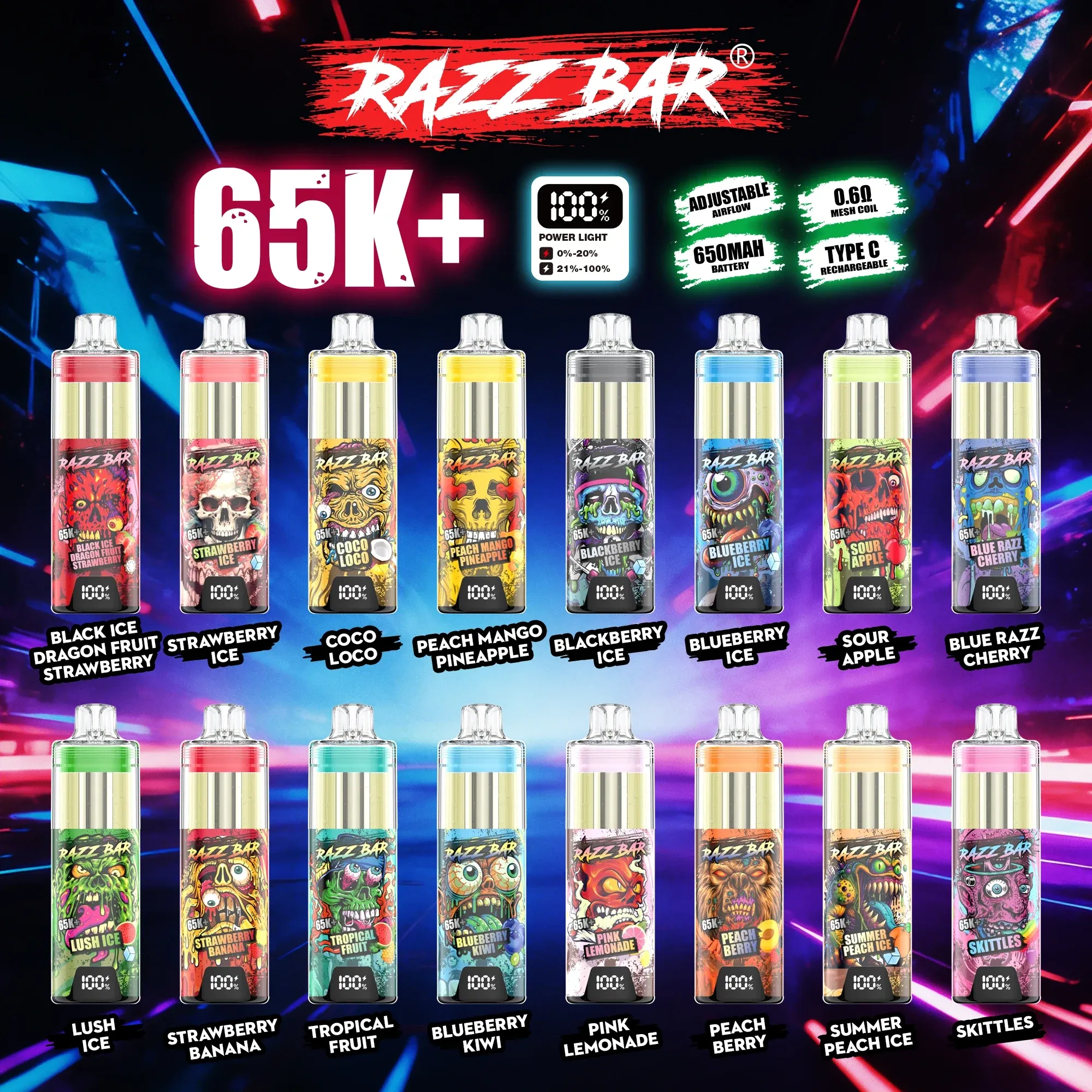 Razz Bar 65K+ Crystal 65.000 Caladas – Vaper Desechable Recargable - Imagen 15