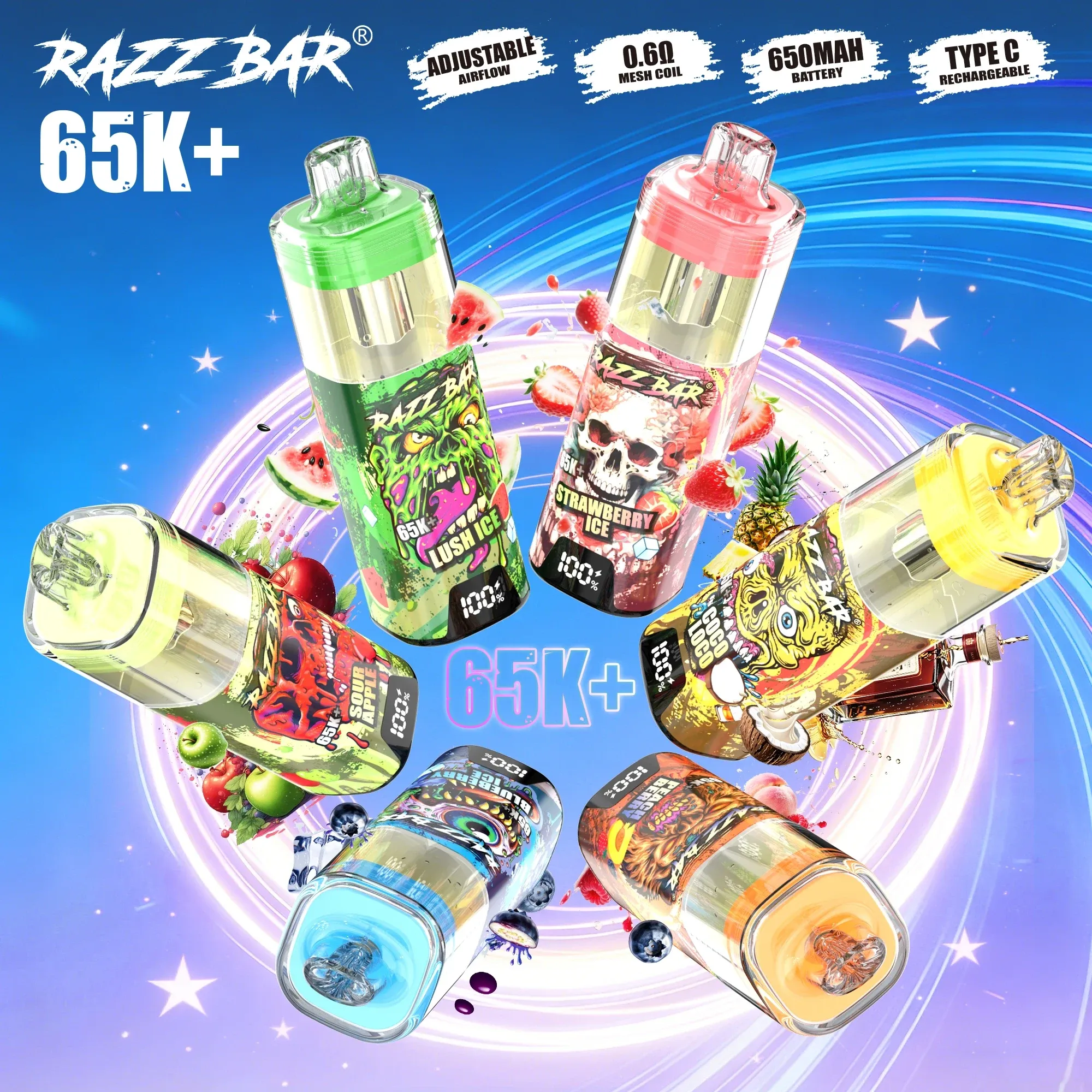 Razz Bar 65K+ Crystal 65.000 Caladas – Vaper Desechable Recargable - Imagen 6