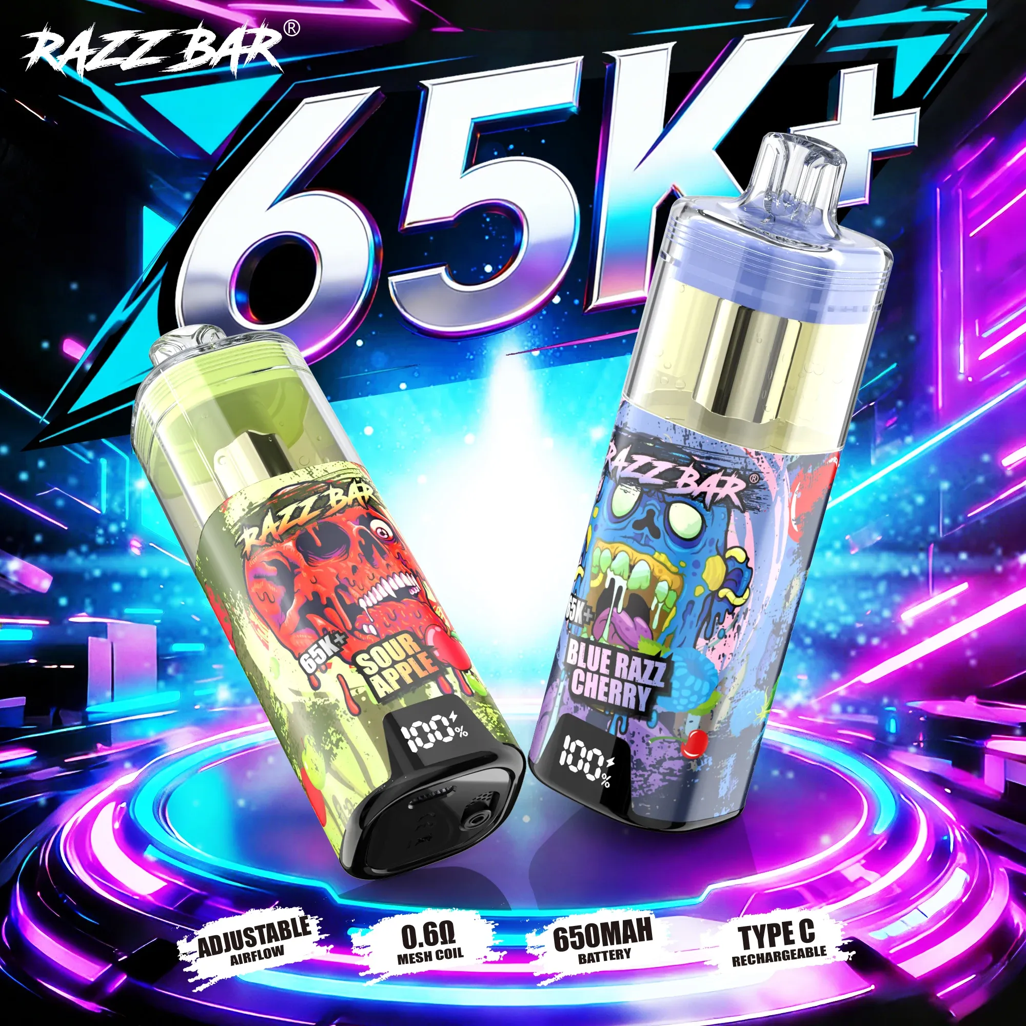 Razz Bar 65K+ Crystal 65.000 Caladas – Vaper Desechable Recargable - Imagen 4