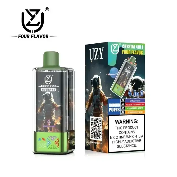UZY Crystal 4 in 1 100000 Puffs · Vaper Desechable Recargable de 4 Sabores con Pantalla LED - Imagen 10