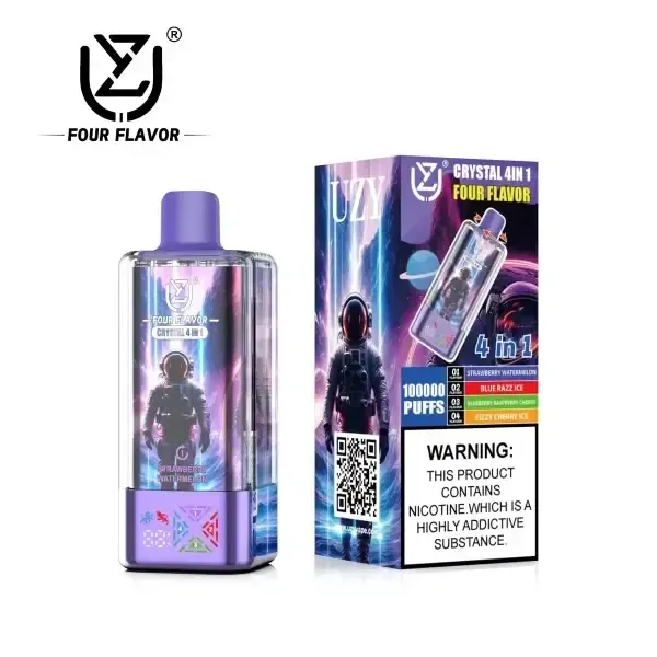 UZY Crystal 4 in 1 100000 Puffs · Vaper Desechable Recargable de 4 Sabores con Pantalla LED - Imagen 3