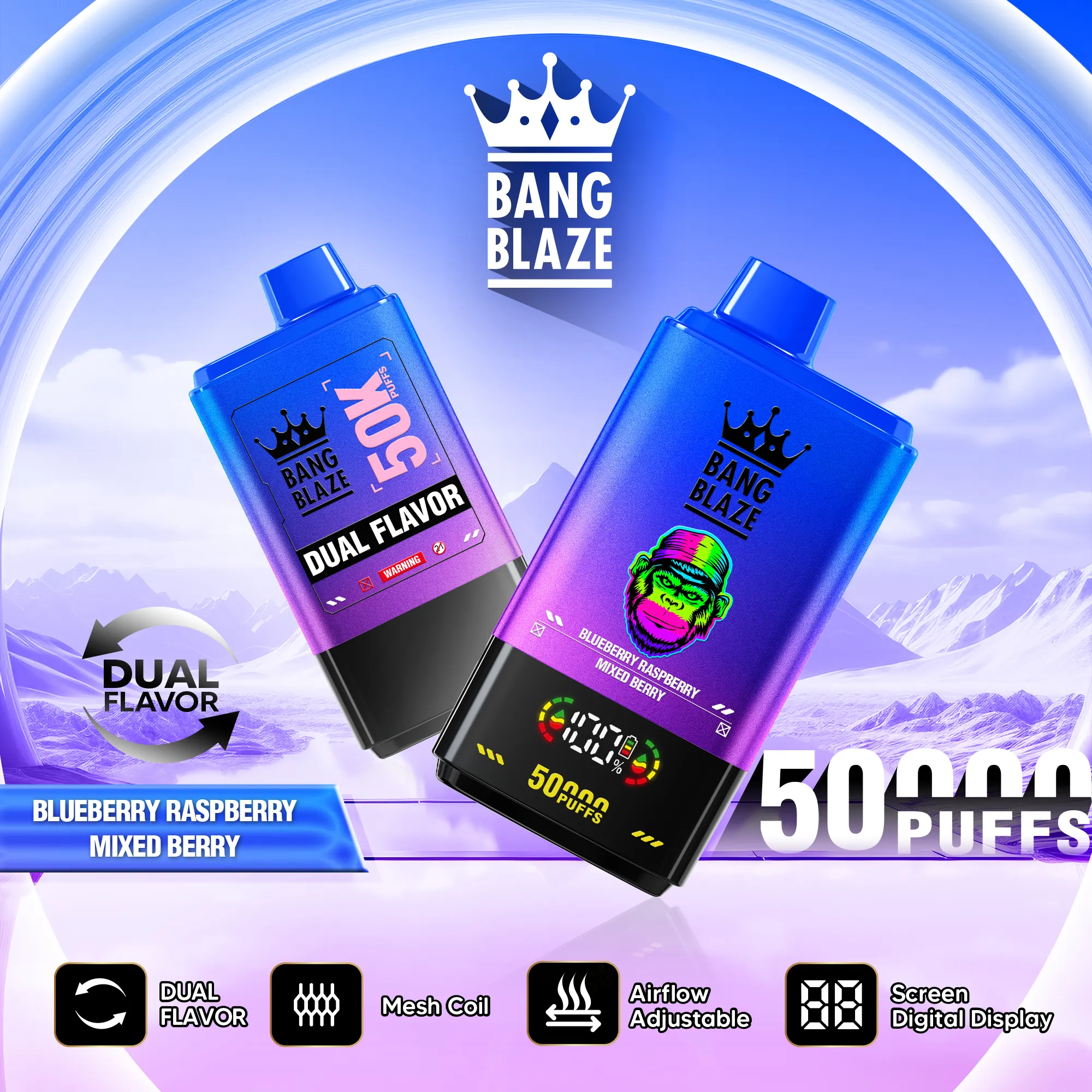 Bang Blaze 50K – sabor Blueberry Raspberry y Mixed Berry