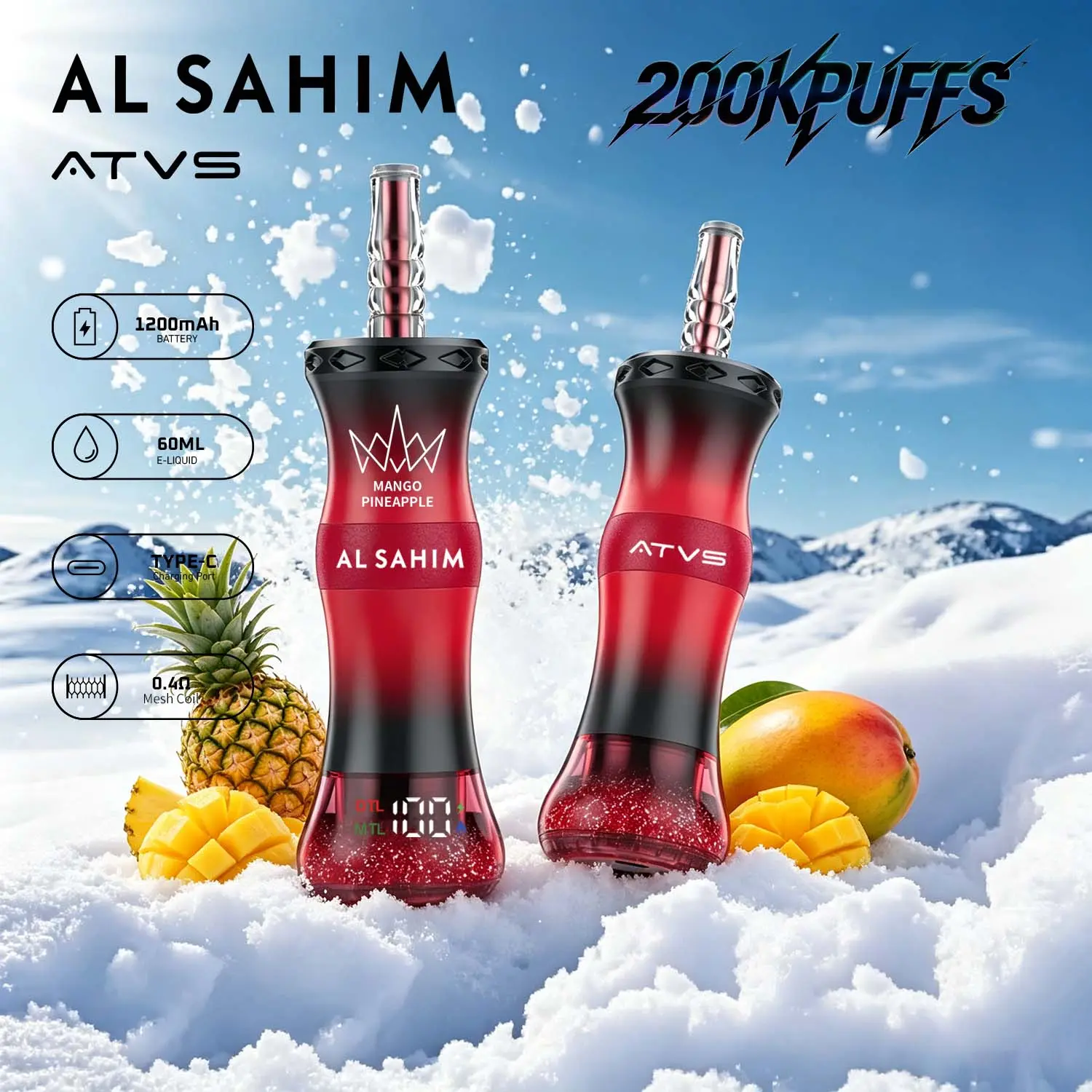 Vaper desechable ATVS AL SAHIM 200000 sabor Mango Pineapple