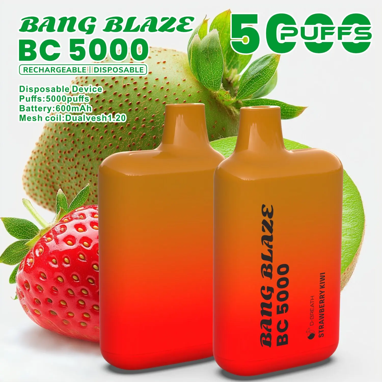 Vaper desechable Bang Blaze BC 5000 sabor Strawberry Kiwi