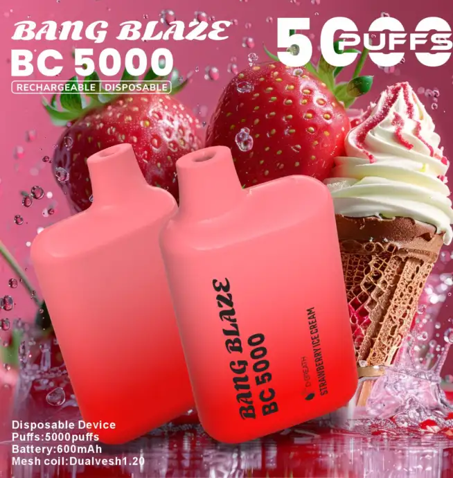 Vaper desechable Bang Blaze BC 5000 sabor Strawberry Ice Cream