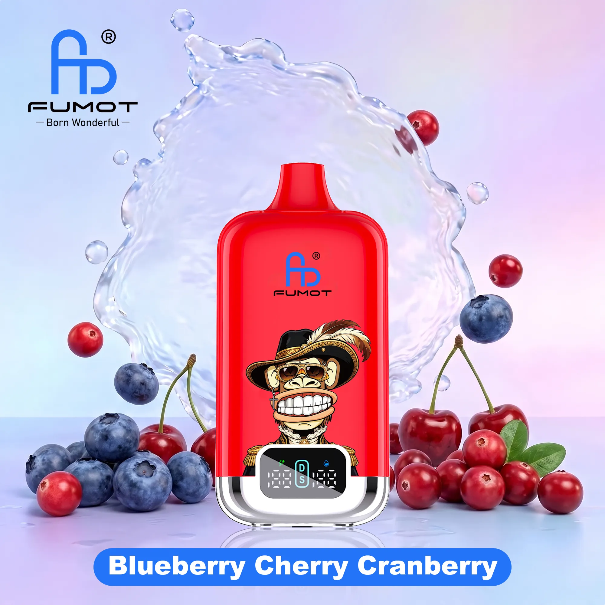 Vaper desechable FUMOT Tornado Box Pro 22000 puffs sabor Blueberry Cherry Cranberry