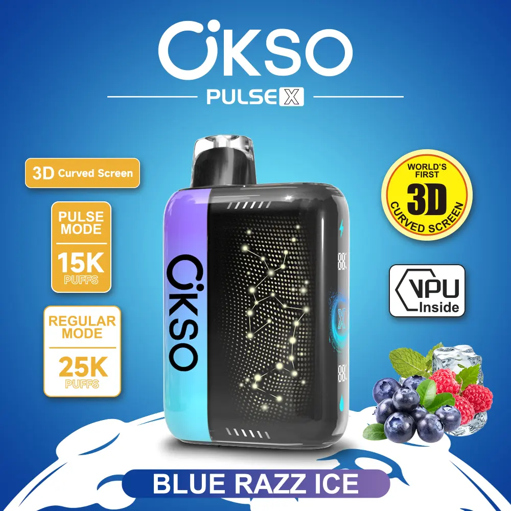 Vaper desechable OKSO Pulse X 25000 sabor Blue Razz Ice