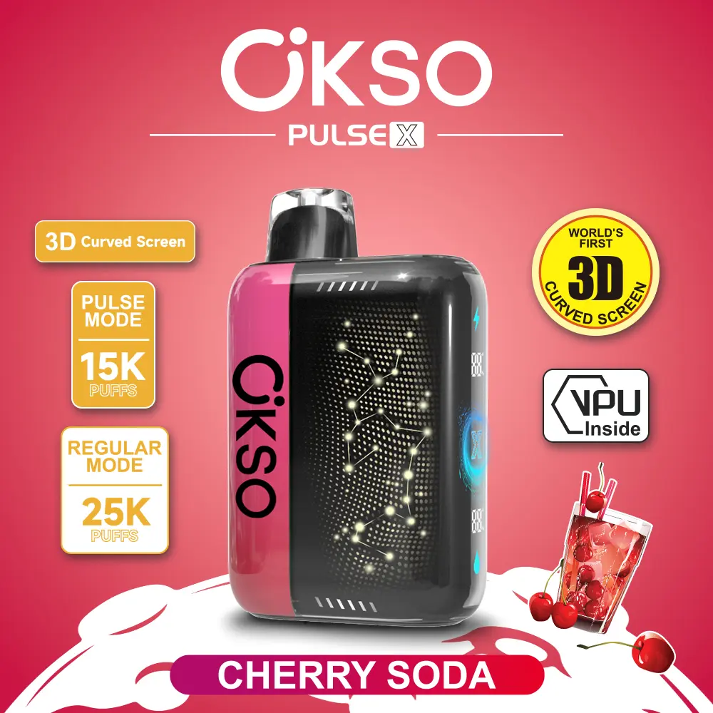 Vaper desechable OKSO Pulse X 25000 sabor Cherry Soda