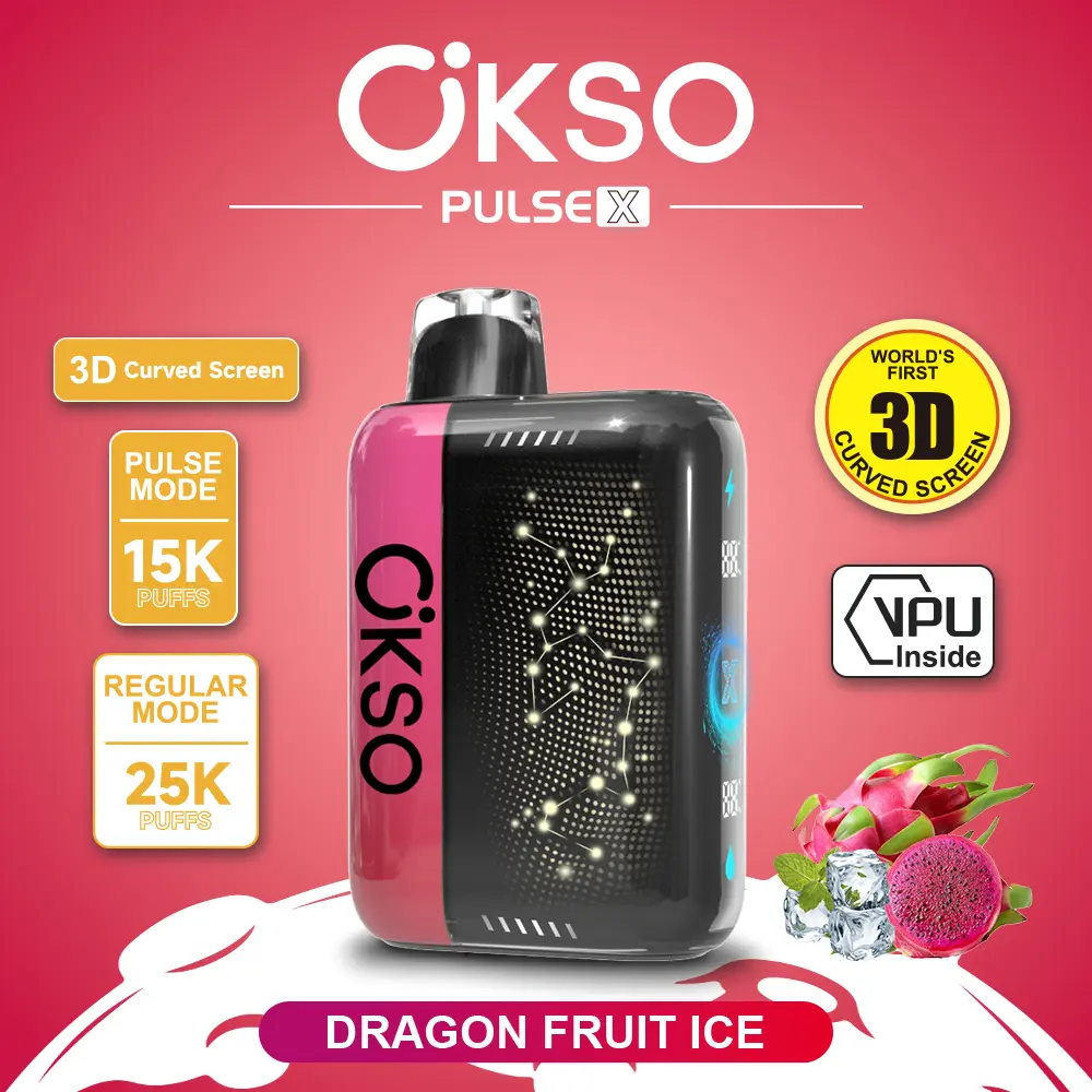 Vaper desechable OKSO Pulse X 25000 sabor Dragon Fruit Ice