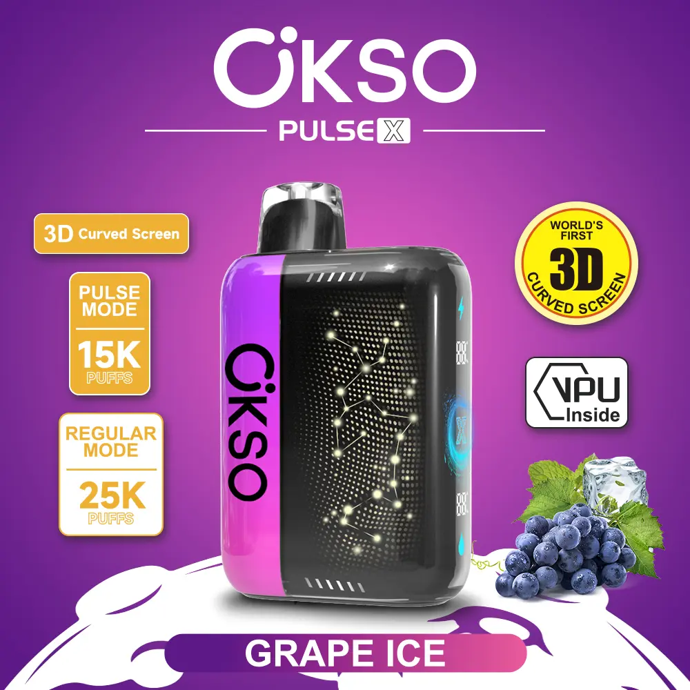 Vaper desechable OKSO Pulse X 25000 sabor Grape Ice
