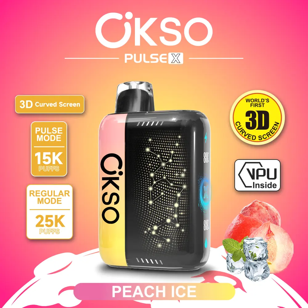 Vaper desechable OKSO Pulse X 25000 sabor Peach Ice