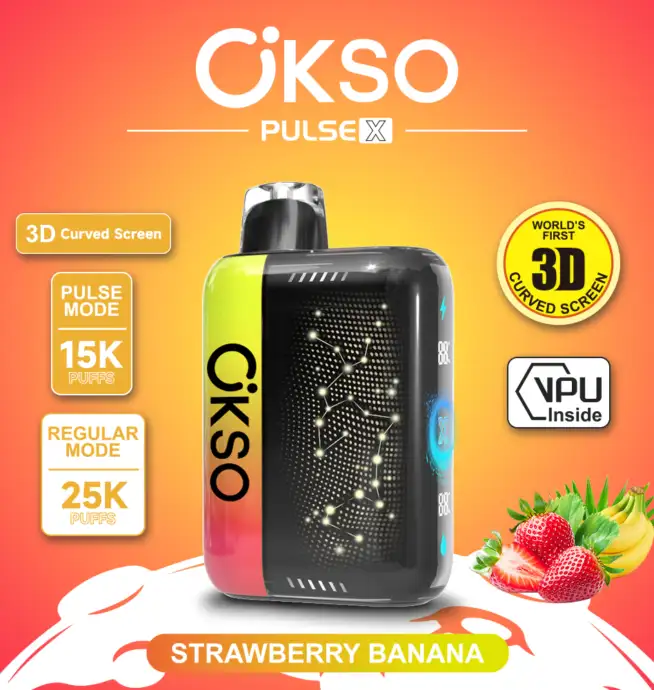 Vaper desechable OKSO Pulse X 25000 sabor Strawberry Banana