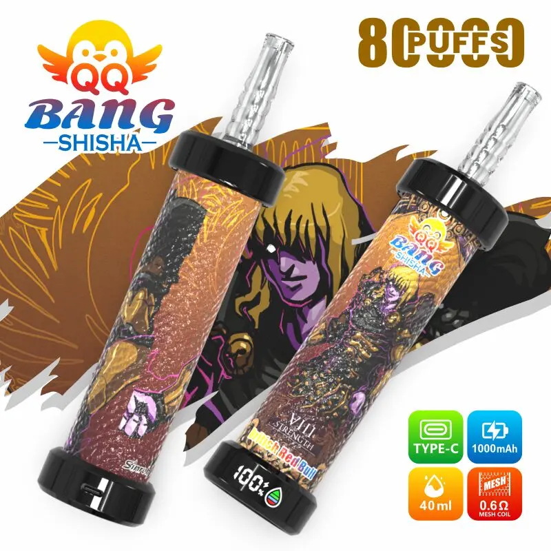 QQ Bang Shisha 80K Leather Edition, sabor British Red Bull: vaper desechable DTL recargable de 80.000 caladas