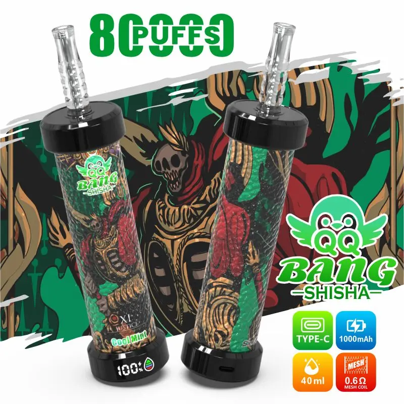 QQ Bang Shisha 80K Leather Edition, sabor Cool Mint: vaper desechable DTL recargable de 80.000 caladas