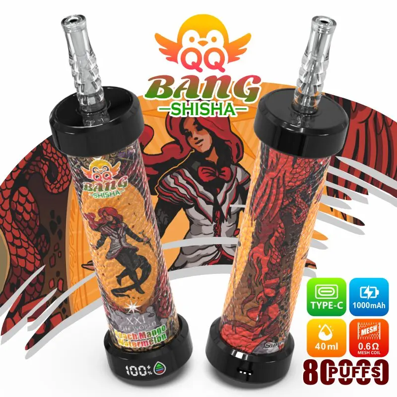 QQ Bang Shisha 80K Leather Edition, sabor Peach Mango Watermelon: vaper desechable DTL recargable de 80.000 caladas