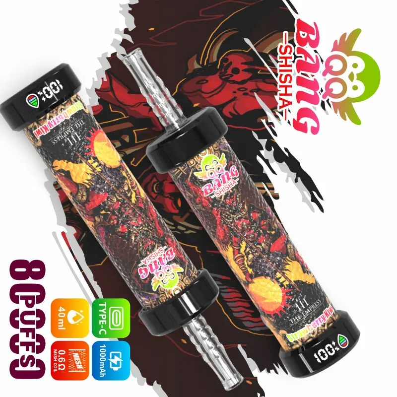 QQ Bang Shisha 80K Leather Edition, sabor Strawberry Kiwi: vaper desechable DTL recargable de 80.000 caladas