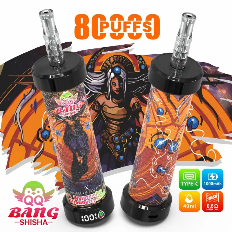 QQ Bang Shisha 80K Leather Edition, sabor Watermelon Strawberry Melon: vaper desechable DTL recargable de 80.000 caladas