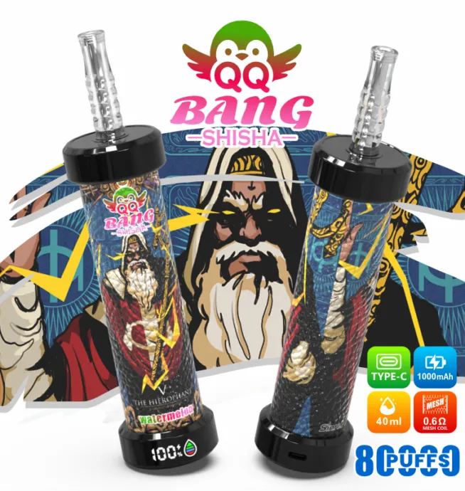 QQ Bang Shisha 80K Leather Edition, sabor Watermelon: vaper desechable DTL recargable de 80.000 caladas