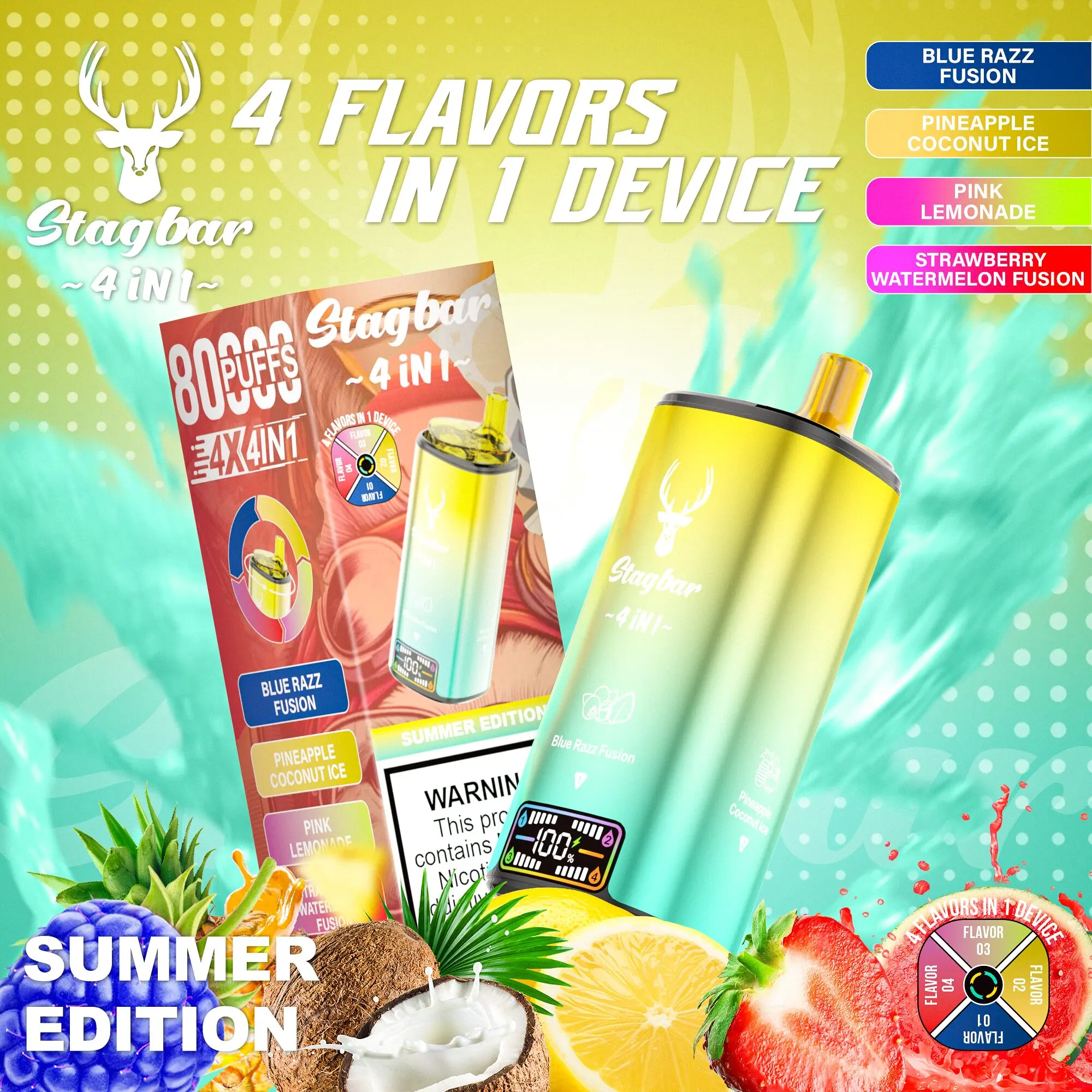 Stagbar 4in1 80000 – sabor Blue Razz Fusion y Pineapple Coconut Ice