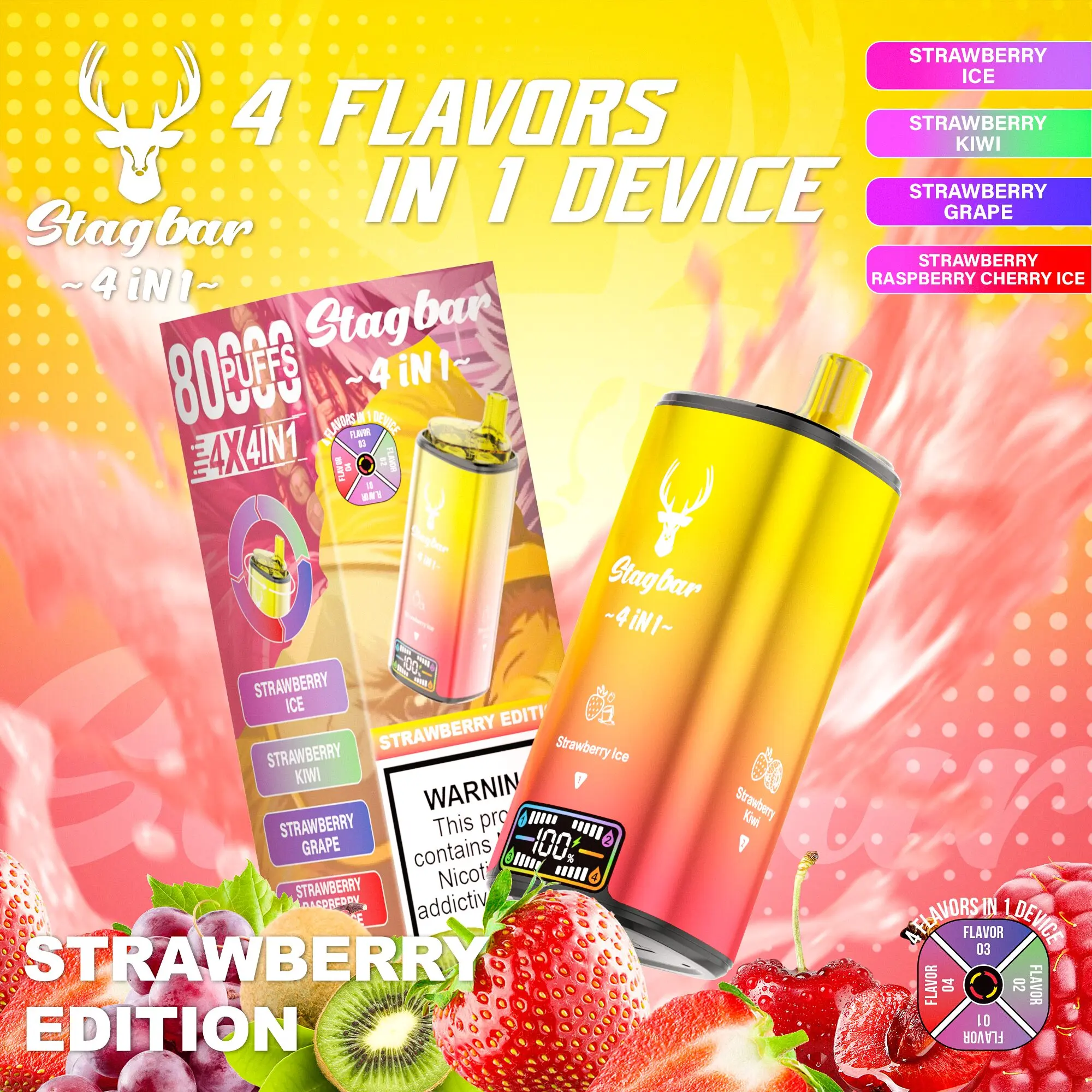 Stagbar 4in1 80000 – sabor Strawberry Ice y Strawberry Kiwi
