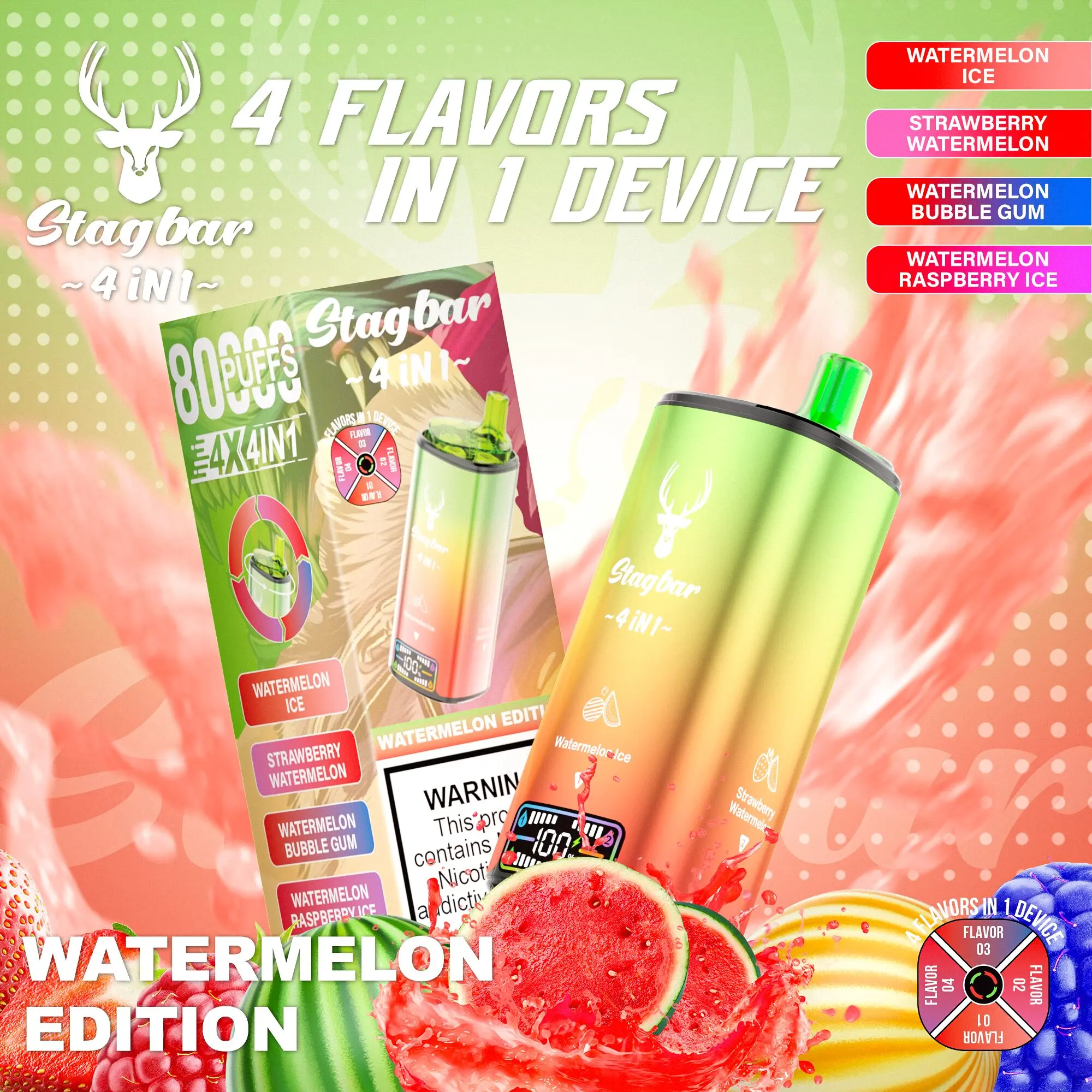 Stagbar 4in1 80000 – sabor Watermelon Ice y Strawberry Watermelon