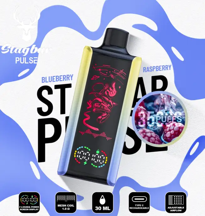 Vaper desechable Stag Bar Pulse 35000 sabor Blueberry Raspberry