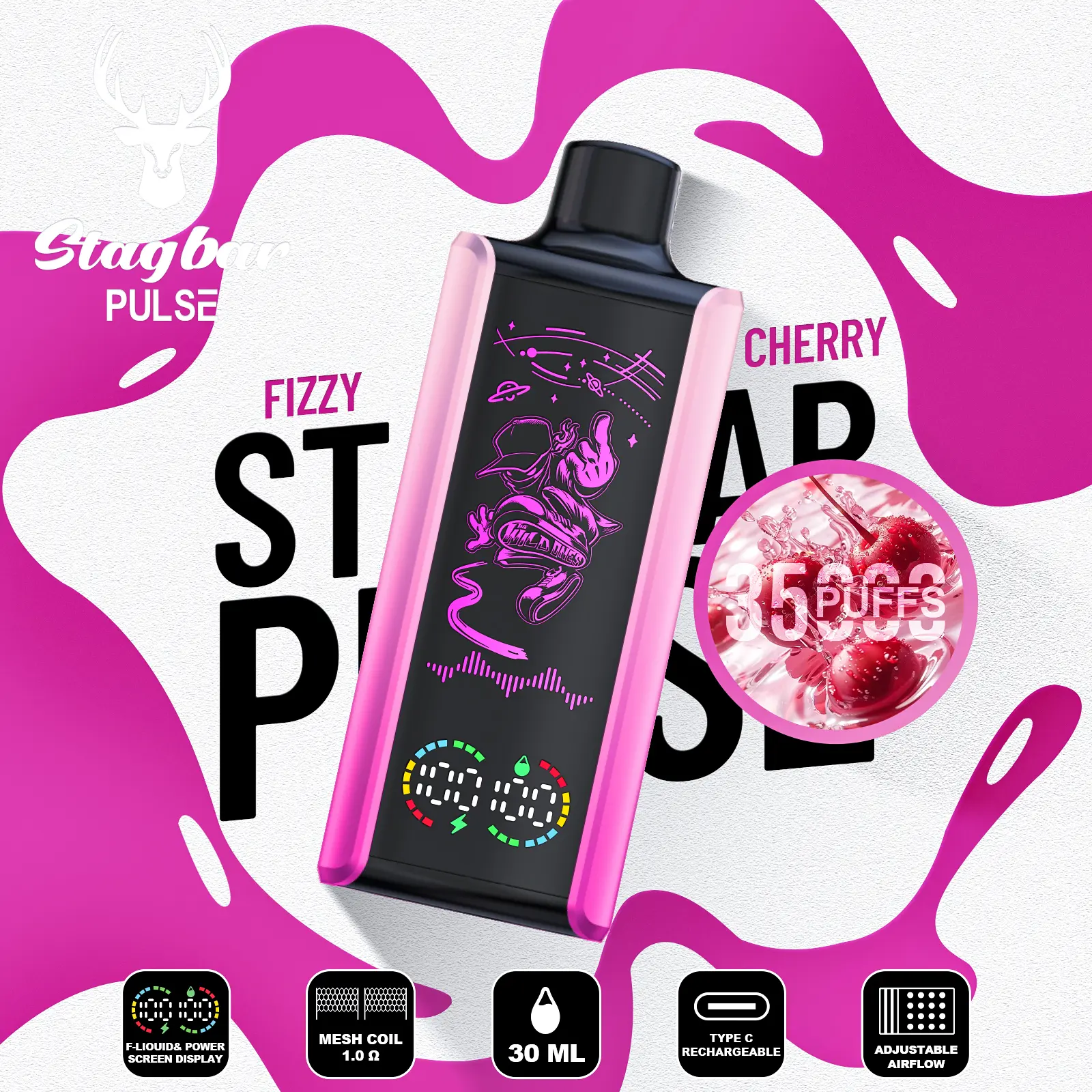 Vaper desechable Stag Bar Pulse 35000 sabor Fizzy Cherry