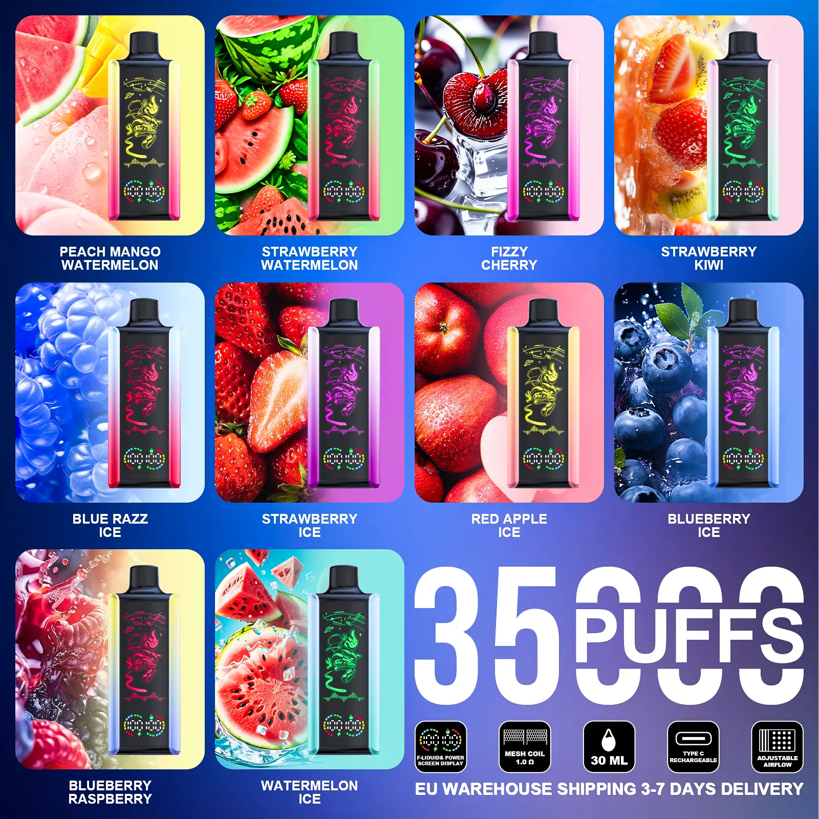Vaper desechable Stag Bar Pulse 35000 con todos sus sabores