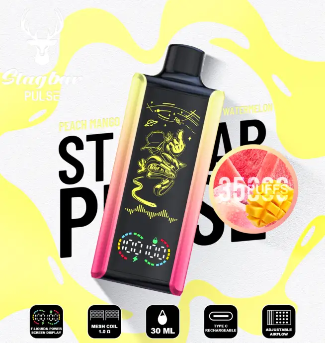 Vaper desechable Stag Bar Pulse 35000 sabor Peach Mango Watermelon