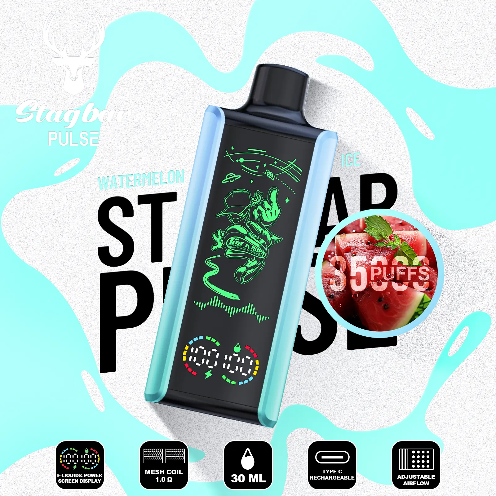 Vaper desechable Stag Bar Pulse 35000 sabor Watermelon Ice