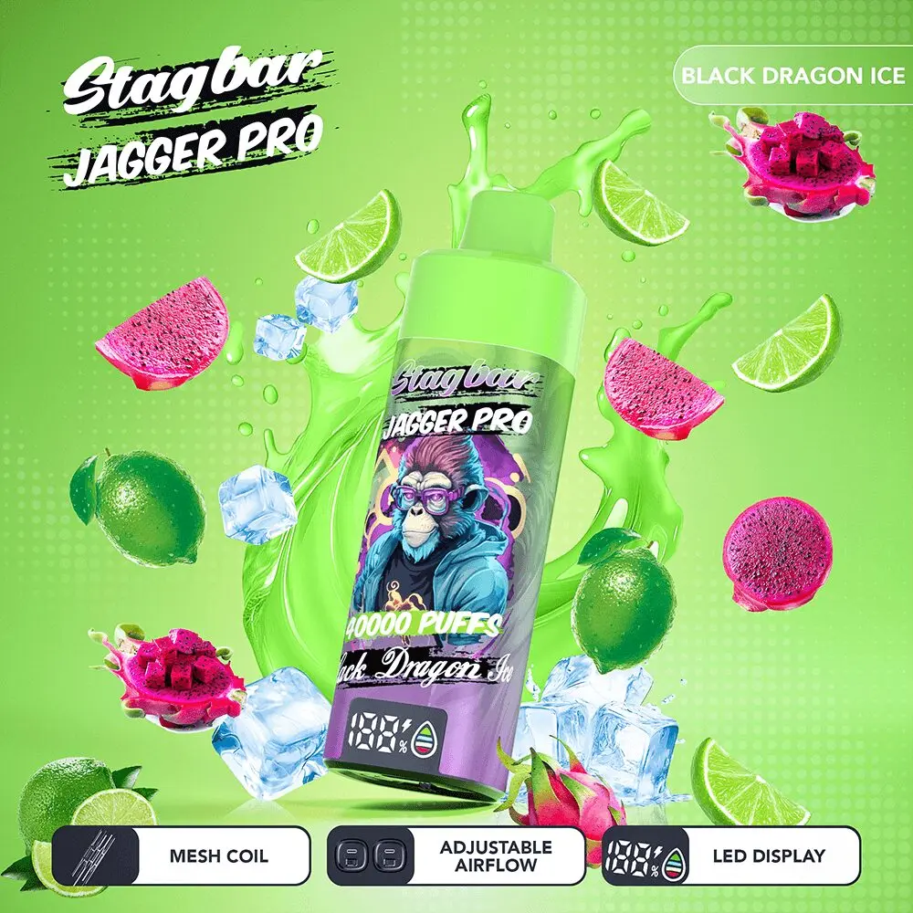 Stagbar Jagger Pro 40000 Caladas – Vaper Desechable Recargable con Flujo de Aire Ajustable y Pantalla LED - Imagen 3